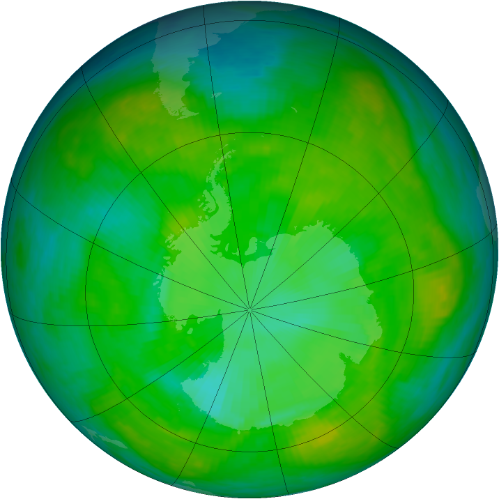 Antarctic ozone map for 26 December 1983